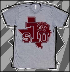 A gray t-shirt with the state of texas and a horse on it.