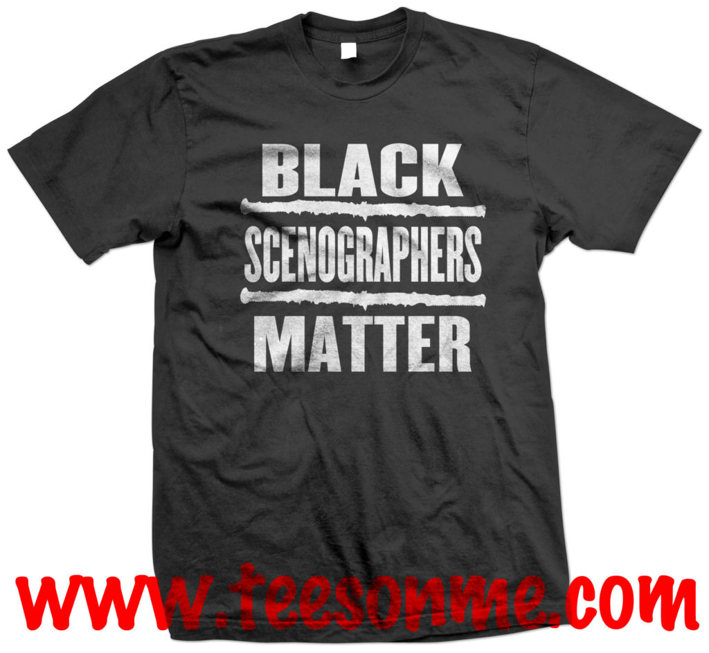 A black shirt with the words " black scendagraphers matter ".